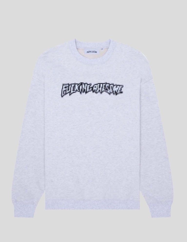 Felpa FUCKing AWESOME pixel timbro crew Heather Grey